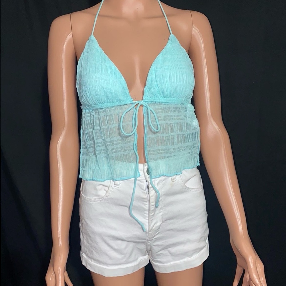 SHEIN Light Blue Halter Top